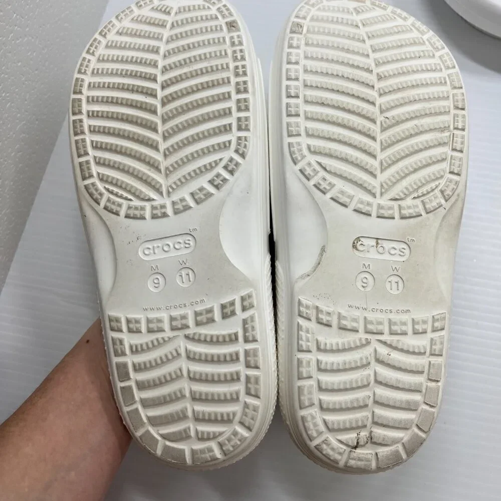 Crocs Unisex Adults' White Croslite Slip On Classic Slide Sandals Size 9M 11W